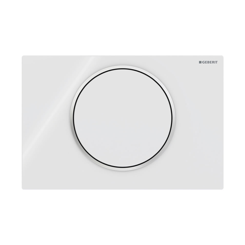Cutout image of Geberit Sigma10 Round White / Gloss Chrome Single Flush Plate